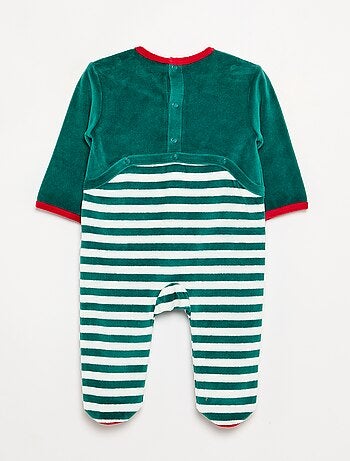 Conjunto de 2 peças 'Natal' em veludo - pijama macacão + gorro