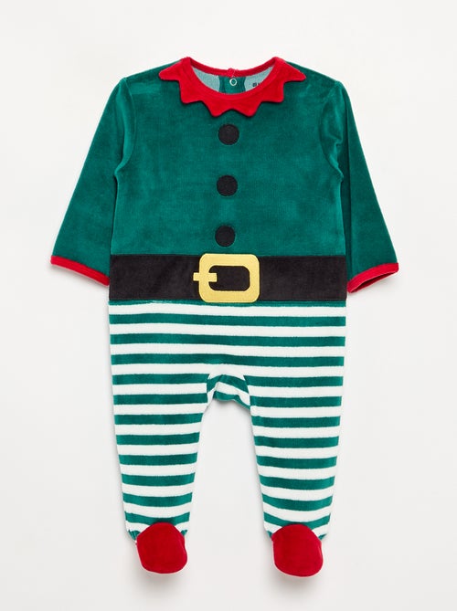 Conjunto de 2 peças 'Natal' em veludo - pijama macacão + gorro - Kiabi