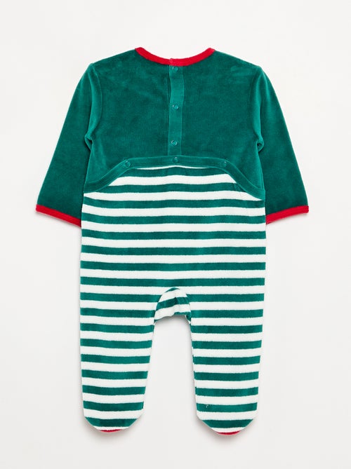 Conjunto de 2 peças 'Natal' em veludo - pijama macacão + gorro - Kiabi