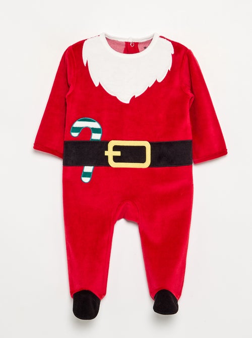 Conjunto de 2 peças 'Natal' em veludo - pijama macacão + gorro - Kiabi Conjunto de 2 peças 'Natal' em veludo - pijama macacão + gorro - Kiabi