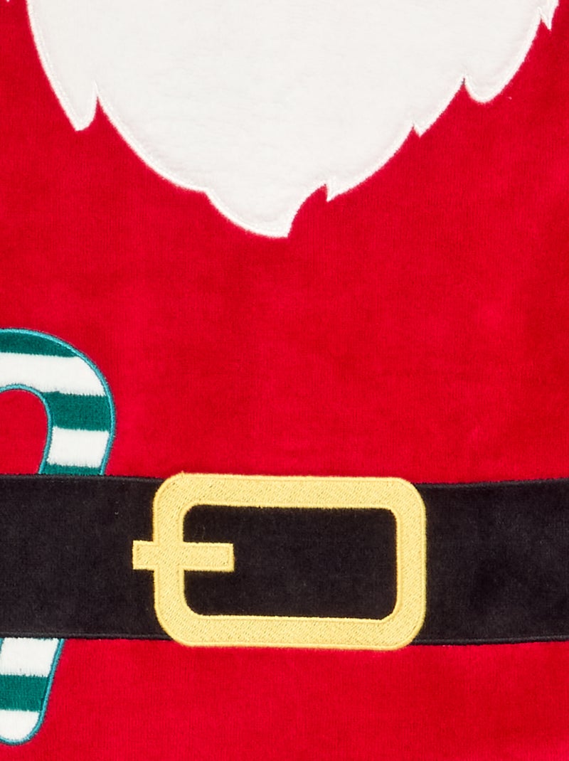 Conjunto de 2 peças 'Natal' em veludo - pijama macacão + gorro Vermelho - Kiabi