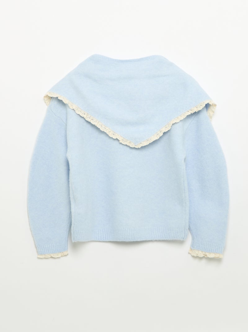 Conjunto de 2 peças para menina com acabamentos em crochet - Camisola + lenço Azul - Kiabi