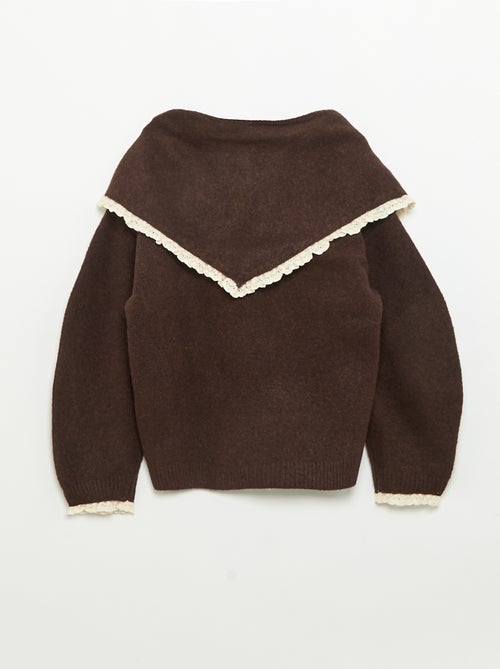 Conjunto de 2 peças para menina com acabamentos em crochet - Camisola + lenço - Kiabi