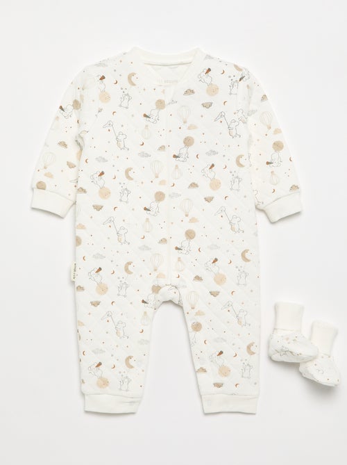 Conjunto de 2 peças \'Petit Béguin\' - Macacão + botinhas - Kiabi Conjunto de 2 peças \'Petit Béguin\' - Macacão + botinhas - Kiabi