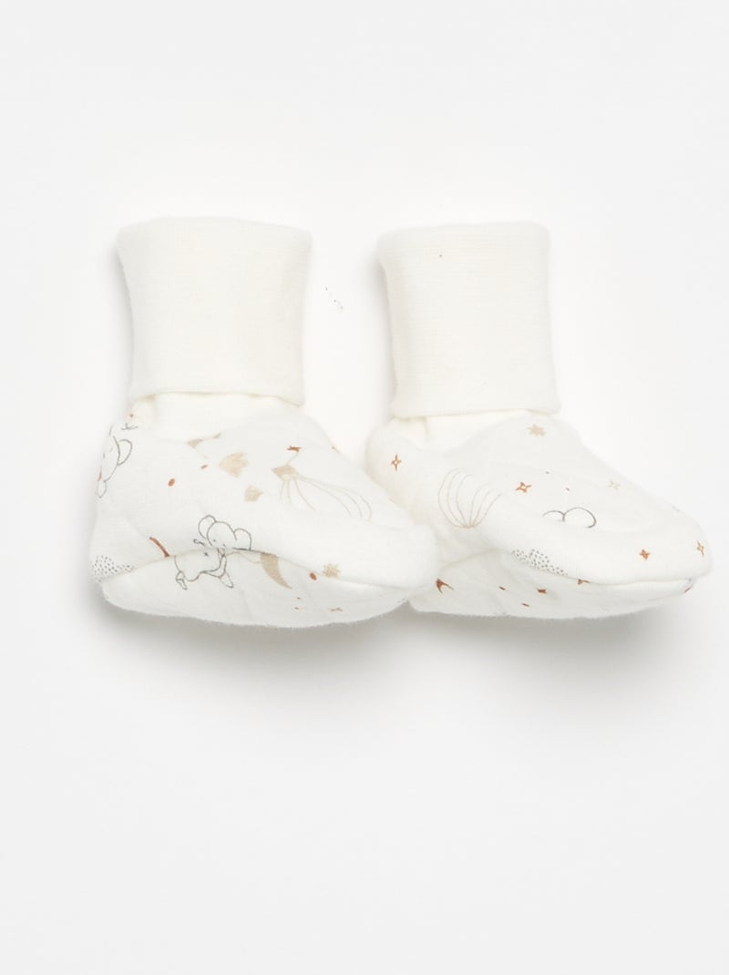 Conjunto de 2 peças \'Petit Béguin\' - Macacão + botinhas Branco - Kiabi
