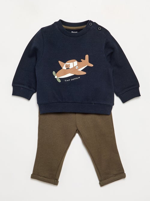 Conjunto de 2 peças  sweatshirt  + calças - Kiabi