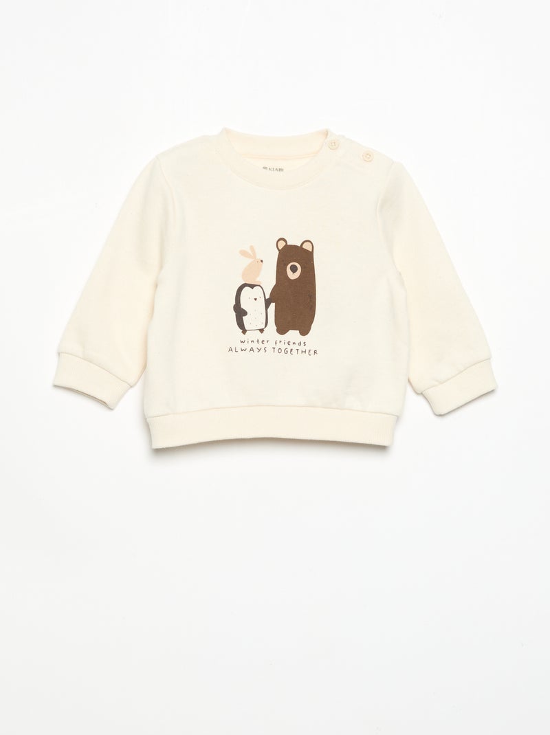 Conjunto de 2 peças  sweatshirt  + calças Bege - Kiabi