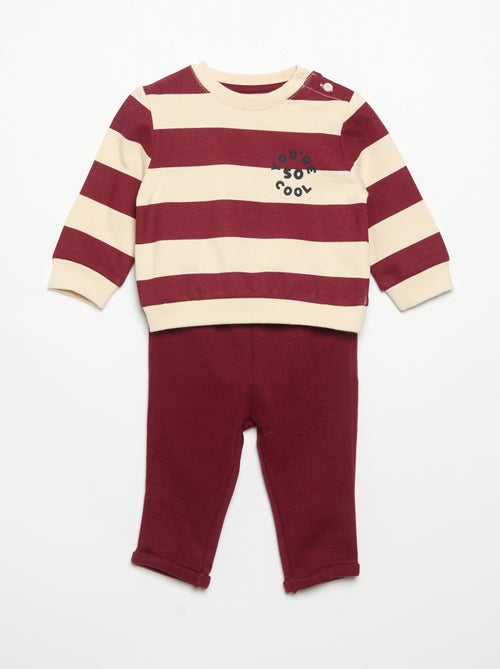 Conjunto de 2 peças sweatshirt + calças - Kiabi Conjunto de 2 peças sweatshirt + calças - Kiabi