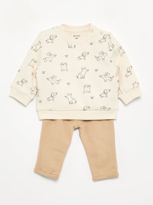 Conjunto de 2 peças sweatshirt + calças - Kiabi Conjunto de 2 peças sweatshirt + calças - Kiabi