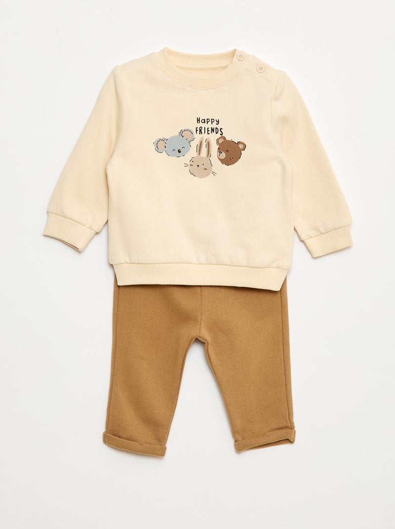 Conjunto de 2 peças  sweatshirt  + calças Branco - Kiabi
