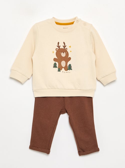 Conjunto de 2 peças sweatshirt + calças - Kiabi Conjunto de 2 peças sweatshirt + calças - Kiabi