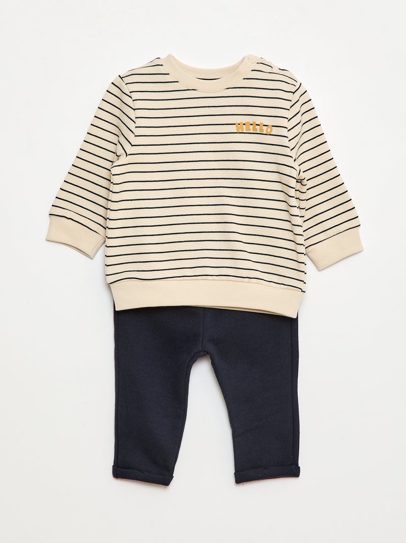 Conjunto de 2 peças  sweatshirt  + calças Branco - Kiabi