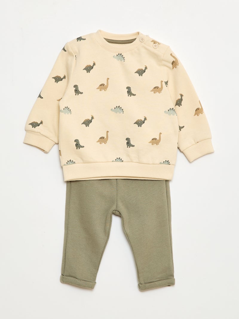 Conjunto de 2 peças  sweatshirt  + calças Branco - Kiabi
