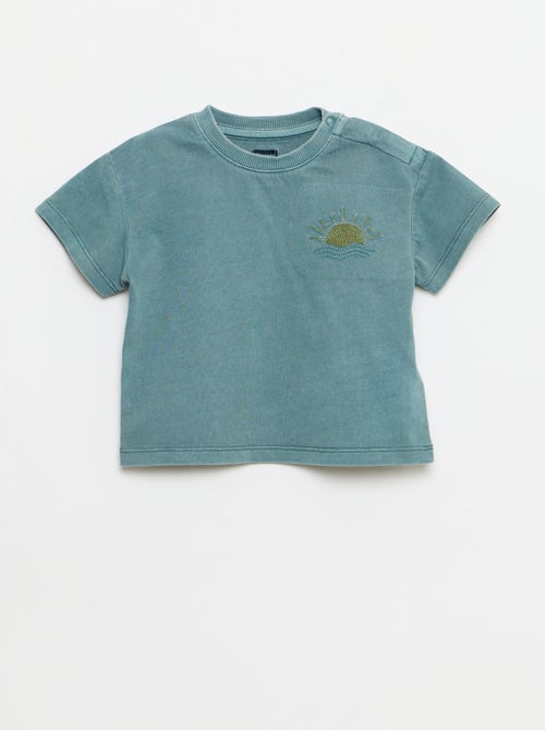 Conjunto de 2 peças: t-shirt bordada + calções - Kiabi