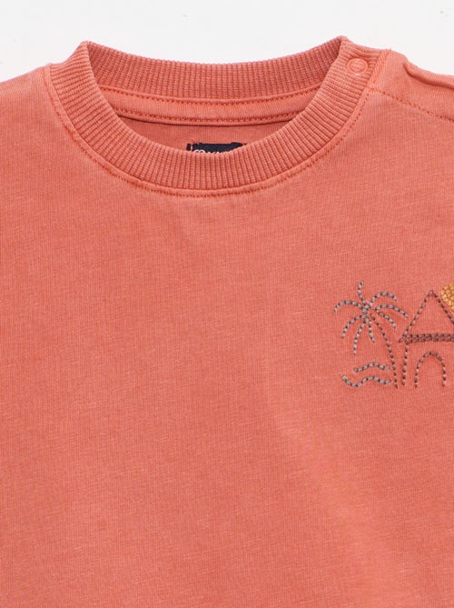 Conjunto de 2 peças: t-shirt bordada + calções - Kiabi