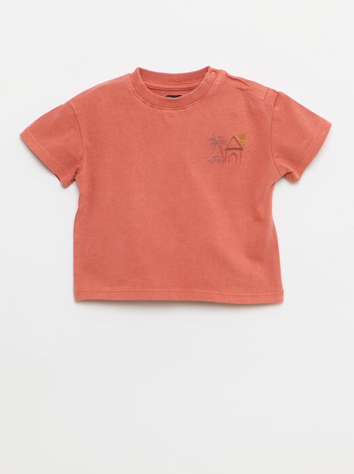 Conjunto de 2 peças: t-shirt bordada + calções - Kiabi