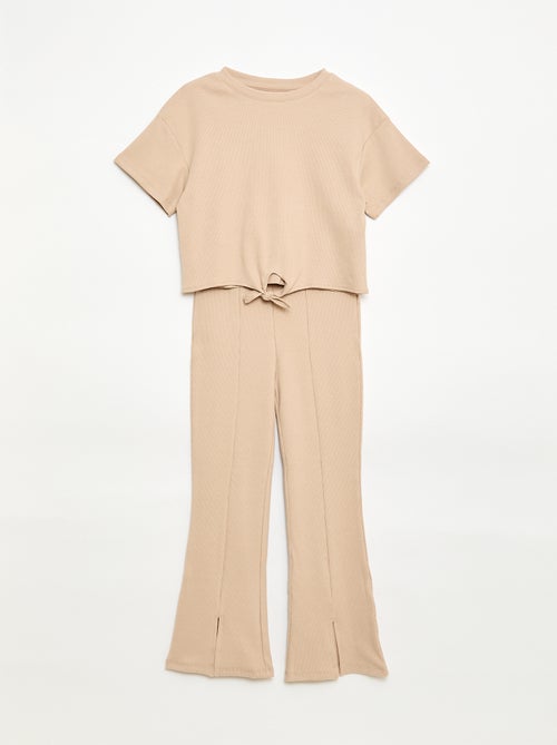 Conjunto de 2 peças: T-shirt + calças flare - Kiabi