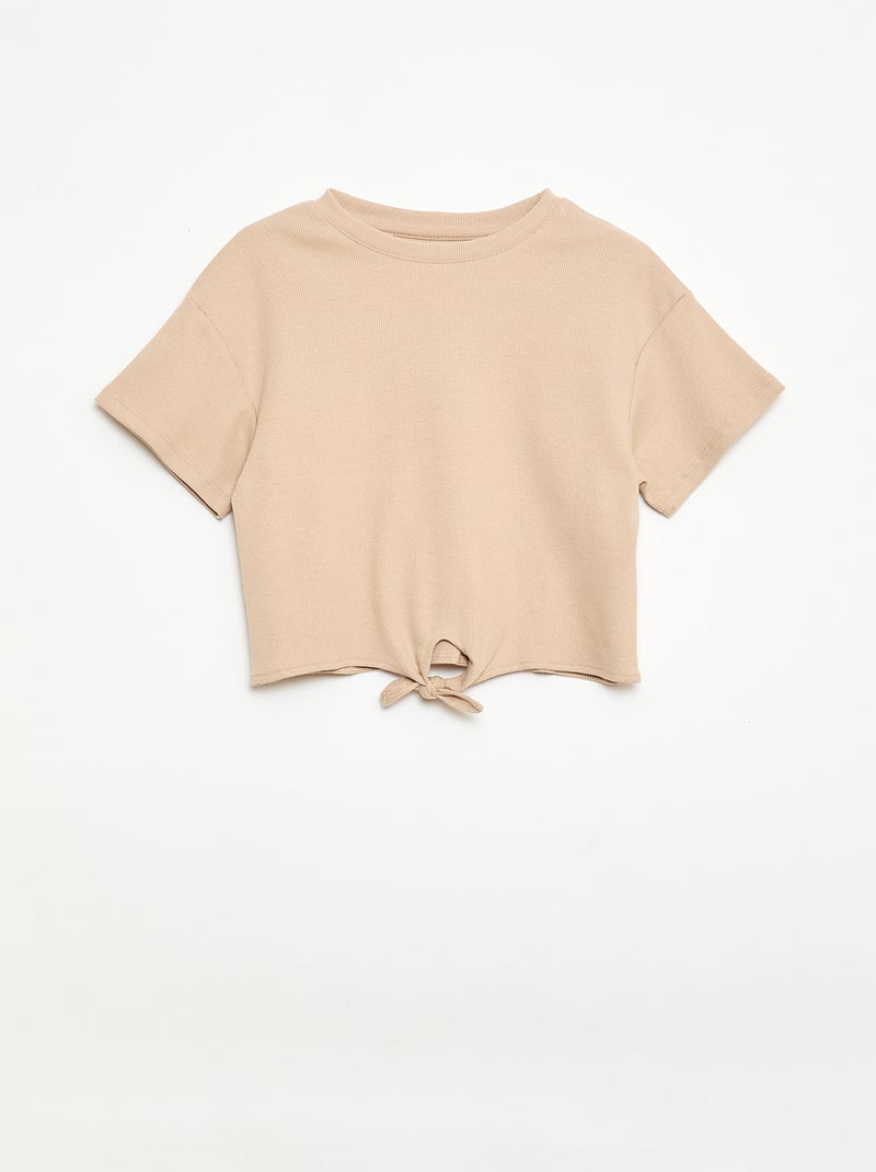 Conjunto de 2 peças: T-shirt + calças flare Beige - Kiabi