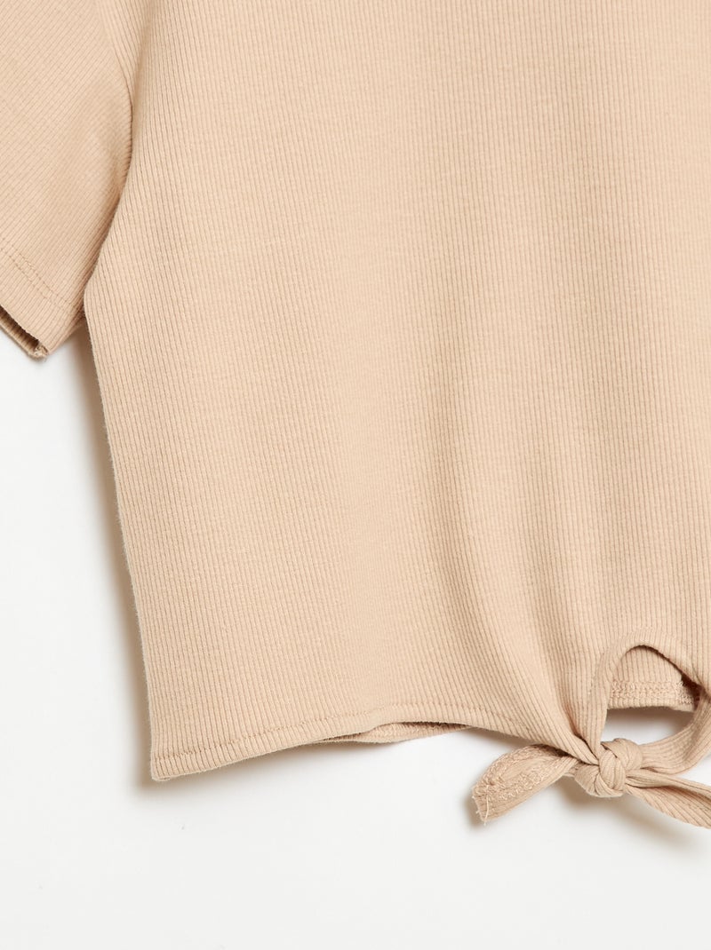 Conjunto de 2 peças: T-shirt + calças flare Beige - Kiabi