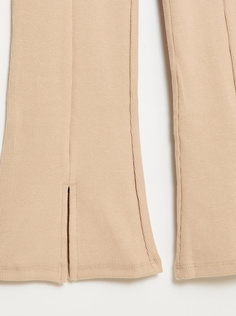 Conjunto de 2 peças: T-shirt + calças flare Beige - Kiabi