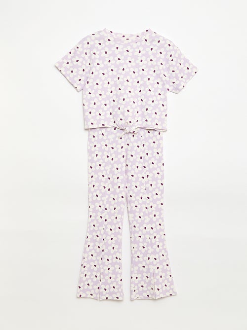 Conjunto de 2 peças: T-shirt + calças modelo flare - Kiabi