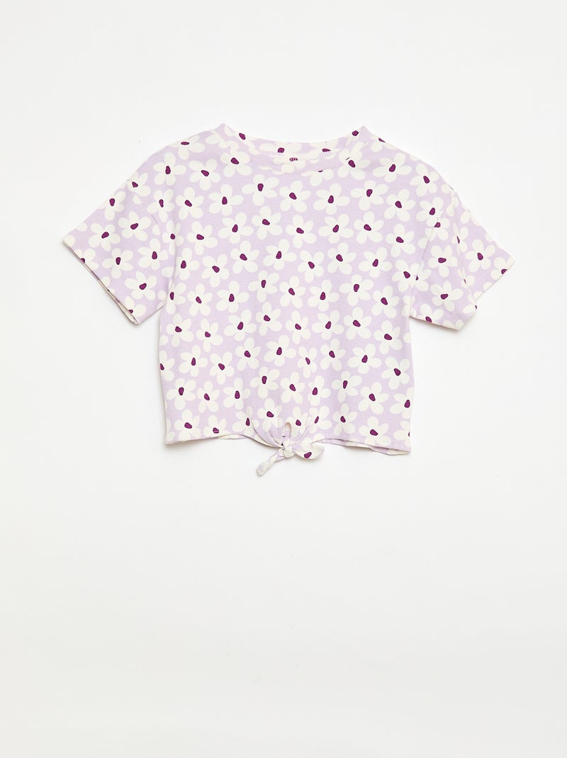 Conjunto de 2 peças: T-shirt + calças modelo flare Lilás - Kiabi