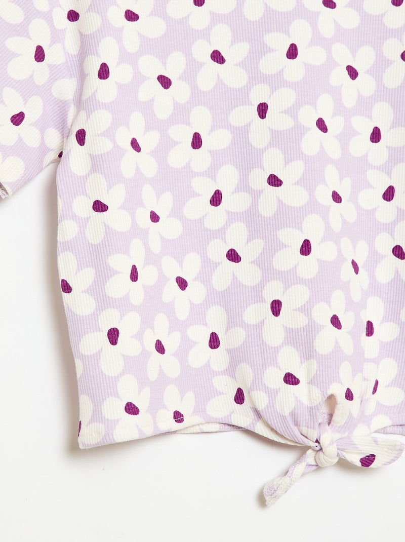 Conjunto de 2 peças: T-shirt + calças modelo flare Lilás - Kiabi