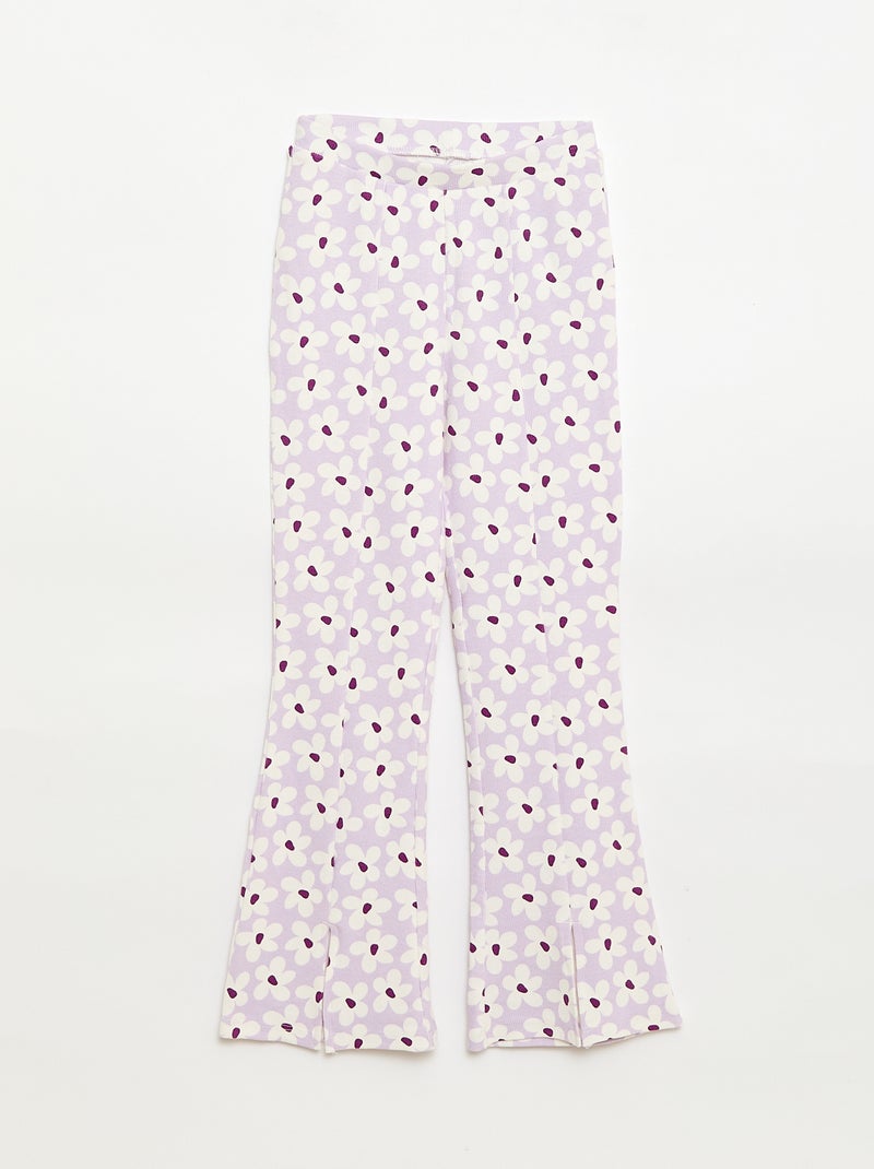 Conjunto de 2 peças: T-shirt + calças modelo flare Lilás - Kiabi