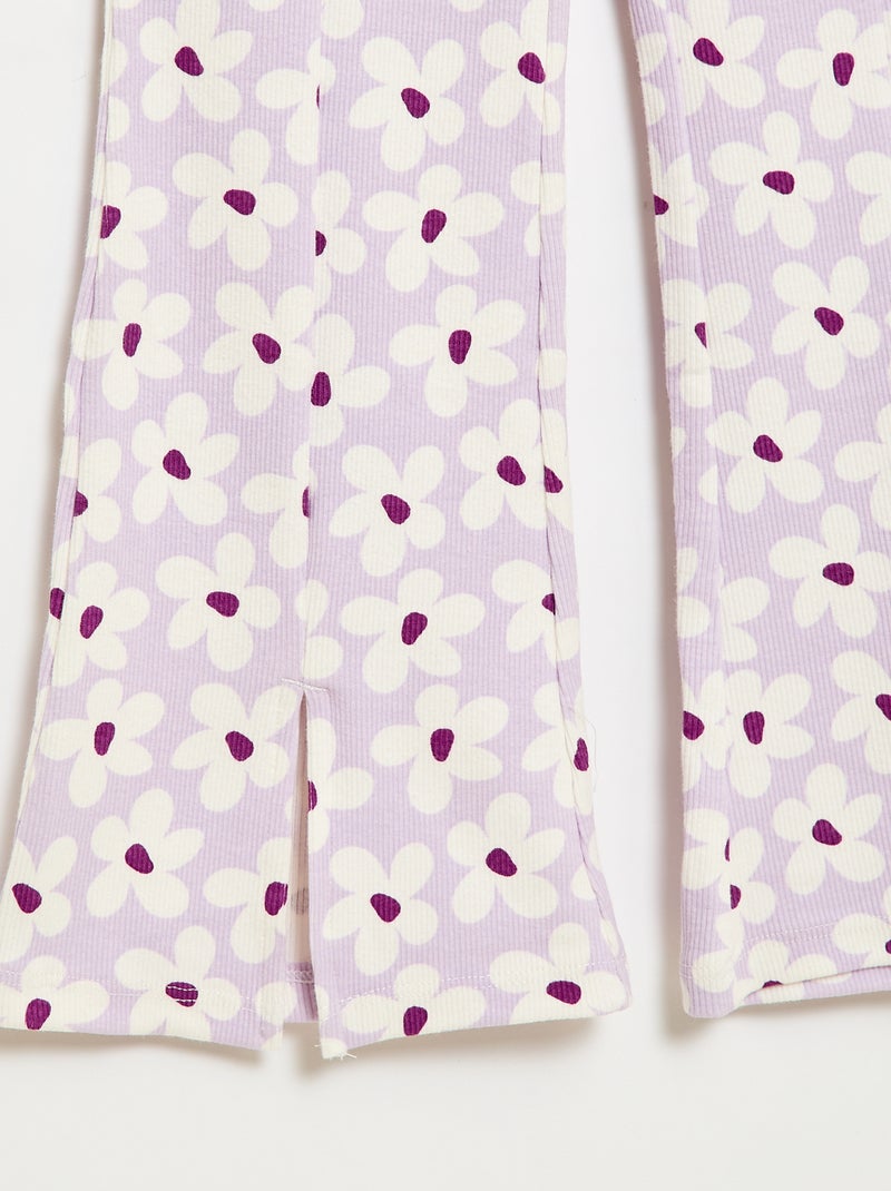 Conjunto de 2 peças: T-shirt + calças modelo flare Lilás - Kiabi