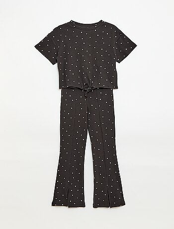 Conjunto de 2 peças T-shirt e calças flare