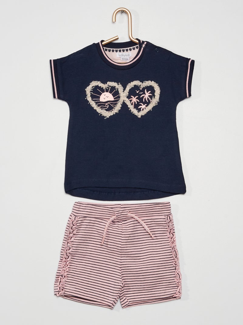 Conjunto de 2 peças: t-shirt e calções BEGE - Kiabi