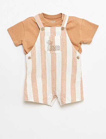 Conjunto de 2 peças: T-shirt + jardineiras