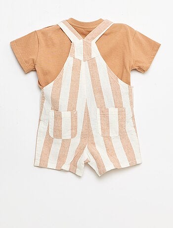 Conjunto de 2 peças: T-shirt + jardineiras