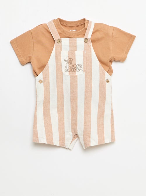 Conjunto de 2 peças: T-shirt + jardineiras - Kiabi