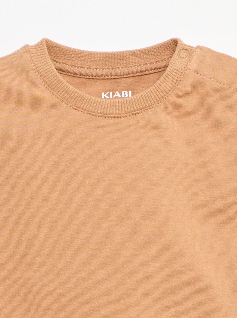 Conjunto de 2 peças: T-shirt + jardineiras Castanho - Kiabi