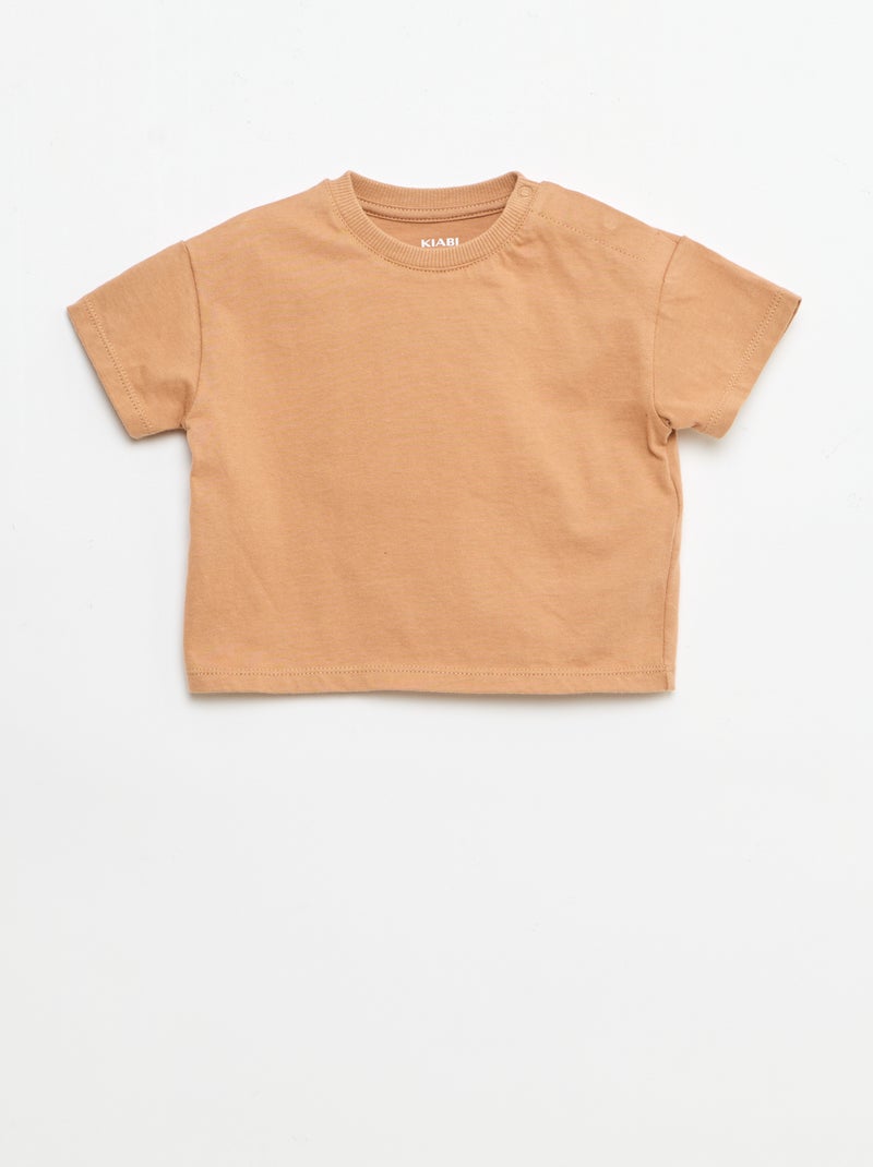 Conjunto de 2 peças: T-shirt + jardineiras Castanho - Kiabi