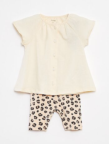 Conjunto de 2 peças t-shirt + leggings estampadas