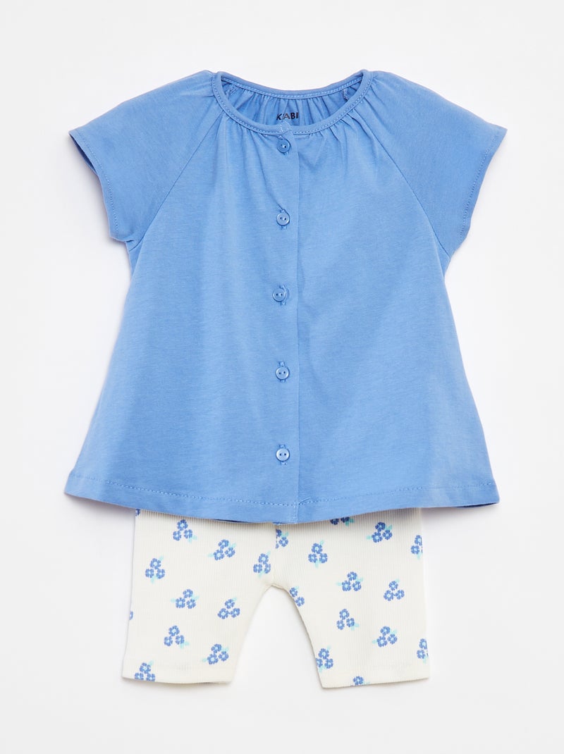 Conjunto de 2 peças t-shirt + leggings estampadas BRANCO - Kiabi