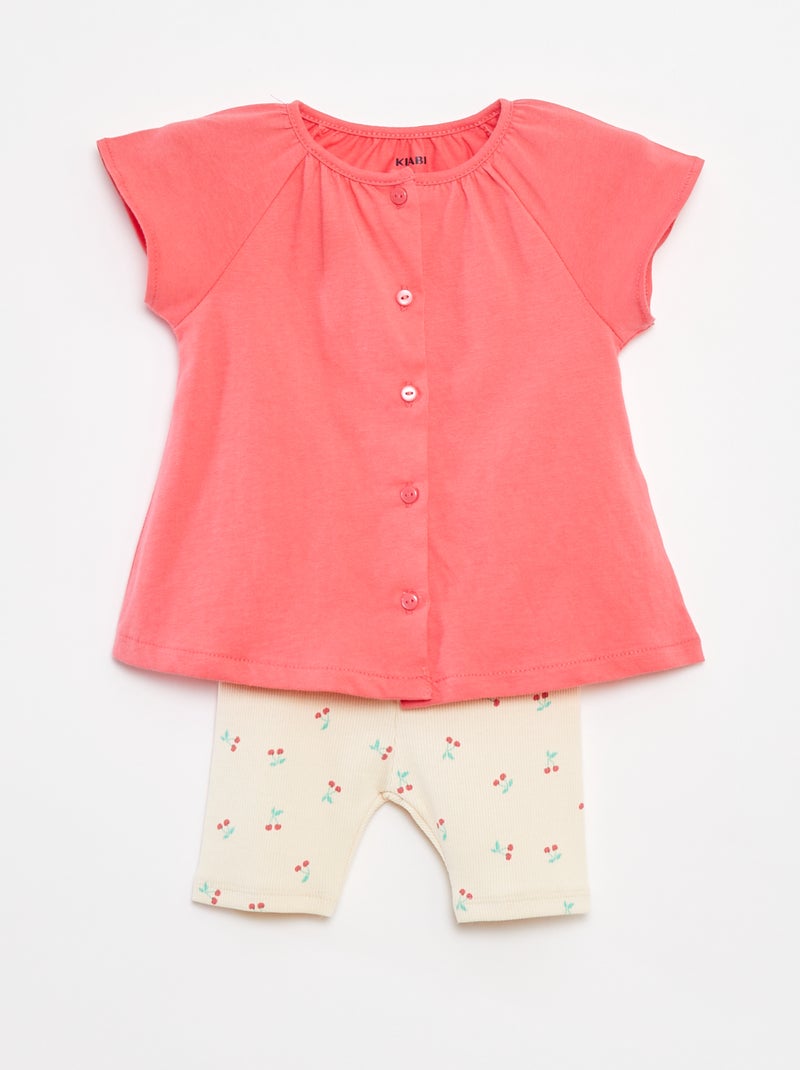 Conjunto de 2 peças t-shirt + leggings estampadas BRANCO - Kiabi
