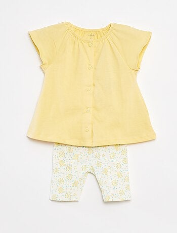 Conjunto de 2 peças t-shirt + leggings estampadas