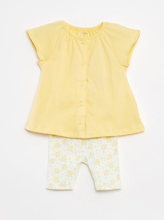 Conjunto de 2 peças t-shirt + leggings estampadas