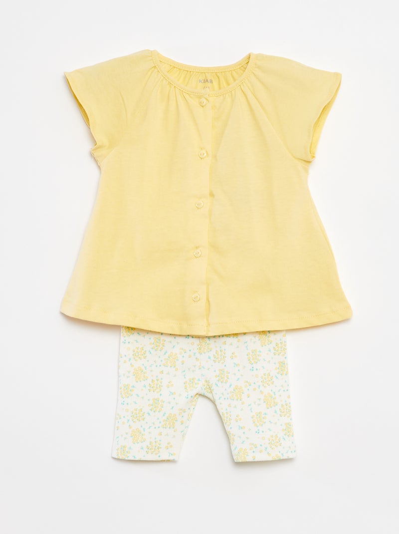 Conjunto de 2 peças t-shirt + leggings estampadas BRANCO - Kiabi