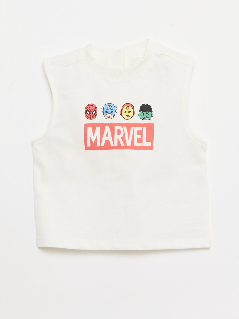 Conjunto de 2 peças top sem mangas + calções 'Marvel' Branco - Kiabi