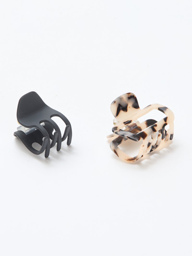Conjunto de 2 Pequenas Pinças de Cabelo Preto - Kiabi