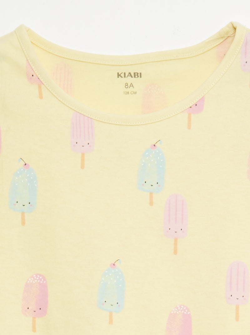 Conjunto de 2 pijamas curtos em jersey de algodão Amarelo - Kiabi
