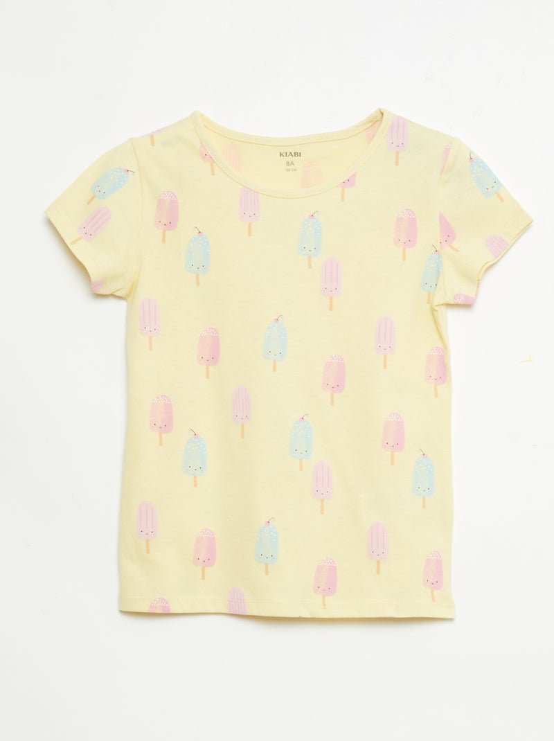 Conjunto de 2 pijamas curtos em jersey de algodão Amarelo - Kiabi
