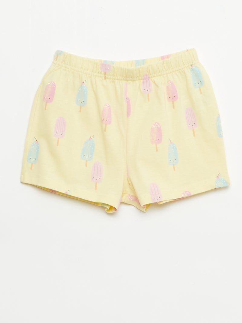 Conjunto de 2 pijamas curtos em jersey de algodão Amarelo - Kiabi