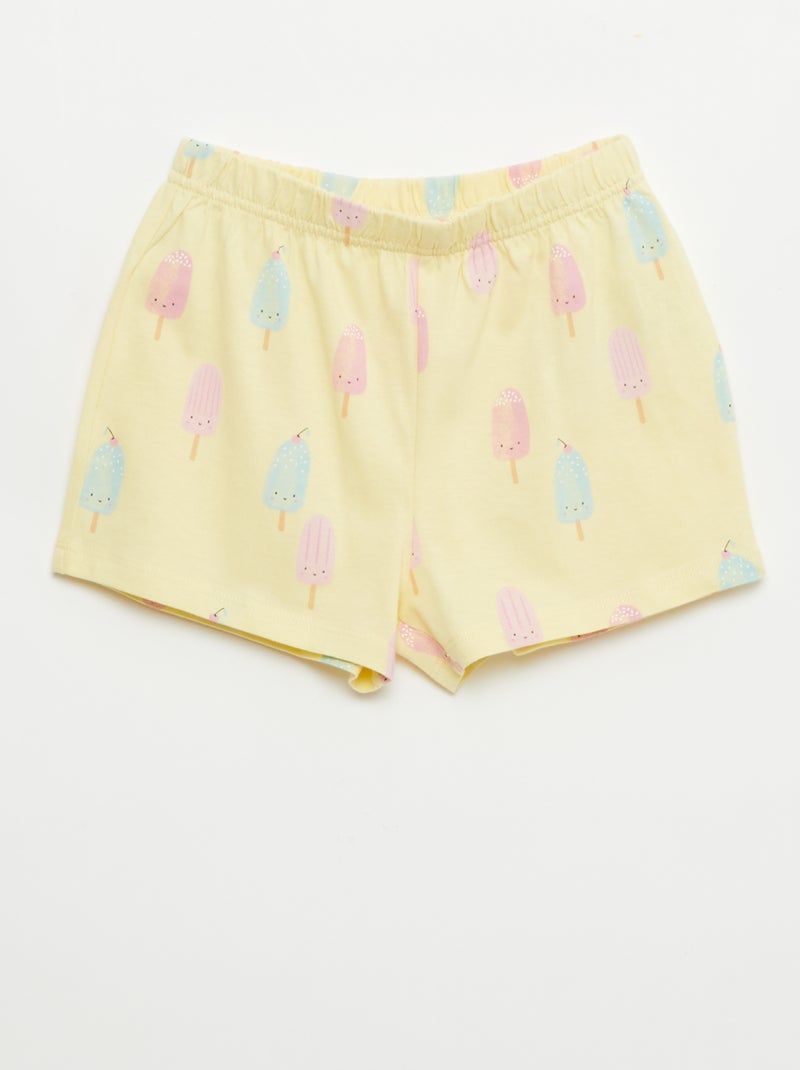 Conjunto de 2 pijamas curtos em jersey de algodão Amarelo - Kiabi