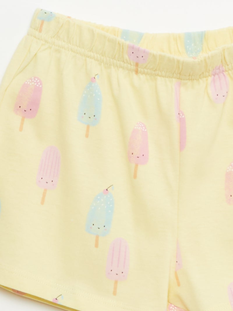Conjunto de 2 pijamas curtos em jersey de algodão Amarelo - Kiabi