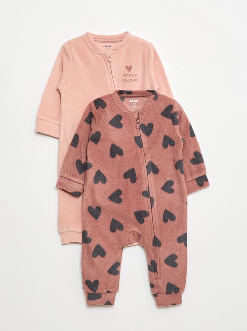 Conjunto de 2 pijamas macacão em polar - 2 peças - Kiabi